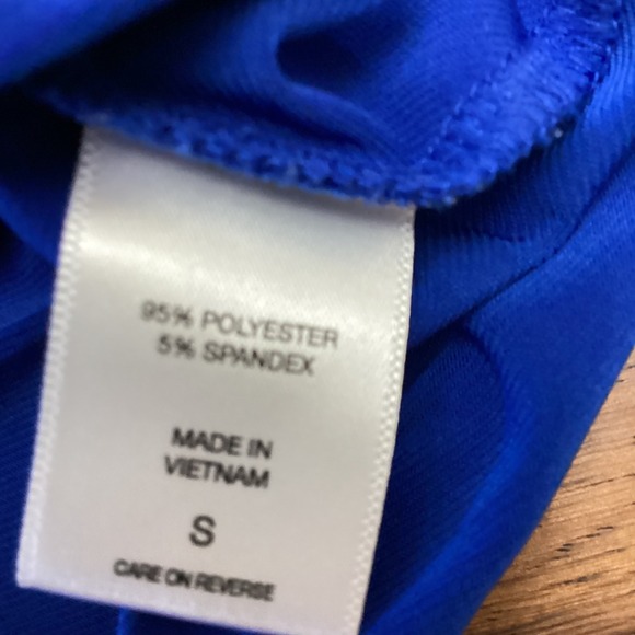 New York & Company Royal Blue Ruched V-Neck Bodycon 3/4 Sleeve Top Small - Picture 7 of 9